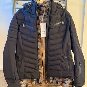 BOGNER Black Puffer Jacket with Removable Camouflage Lining Sz 14/ XL NWT